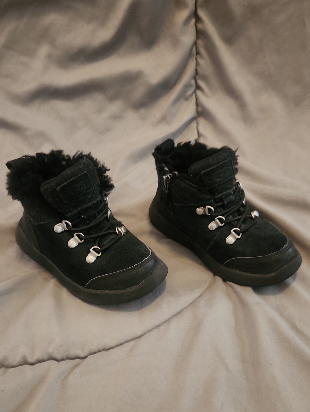 UGG Black Kids Faux-Fur Boots